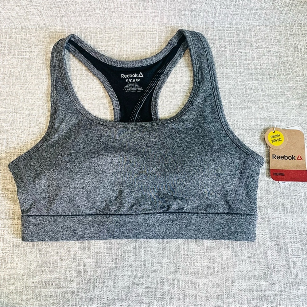 Reebok Sports Bra Small  Curve Heather Gray NEW